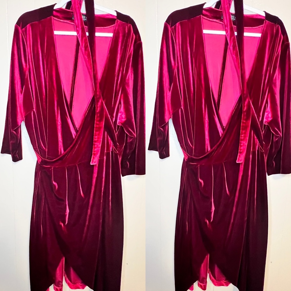 Eloquii size 28 red velvet wrap dress perfect for special occasions!